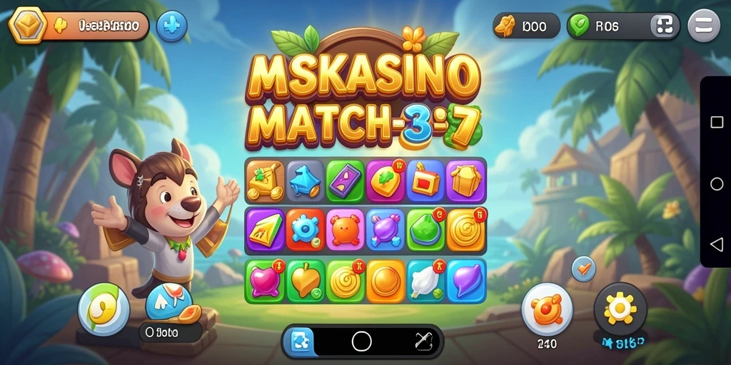Screenshot utama dari gameplay <strong>ASKASINO</strong> yang menampilkan tantangan Match-3.