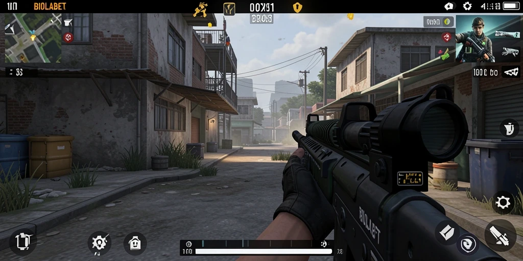 Tampilan gameplay menarik dari game FPS BIOLABET.