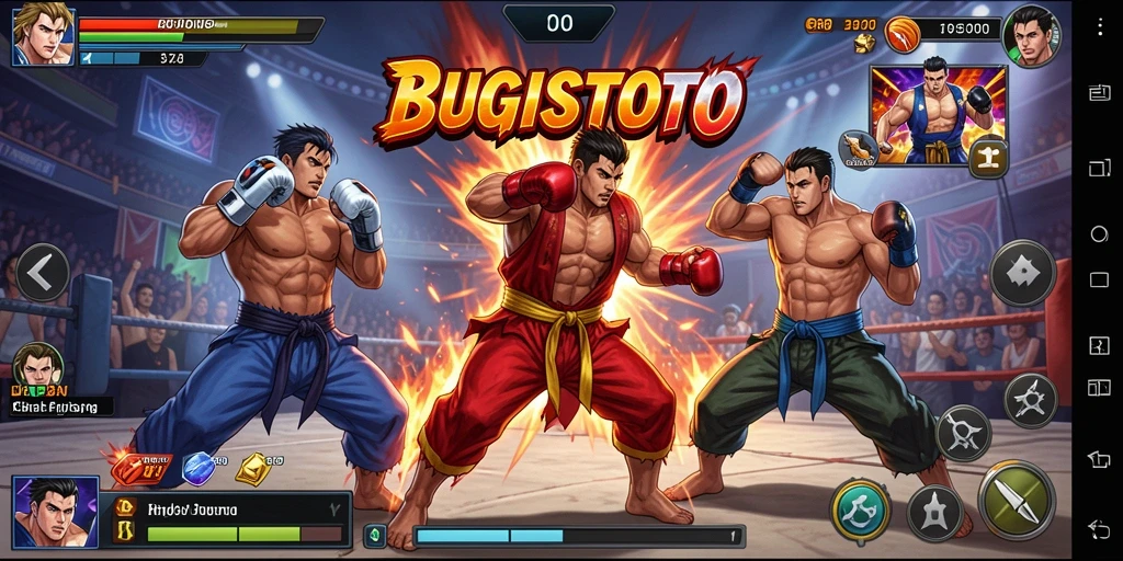 Screenshot gameplay <strong>BUGISTOTO</strong> menampilkan aksi pertarungan yang dinamis dan mendebarkan.