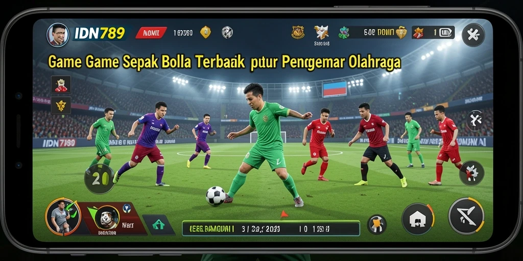 Screenshot gameplay IDN789 yang menunjukkan pertarungan seru di lapangan sepak bola.