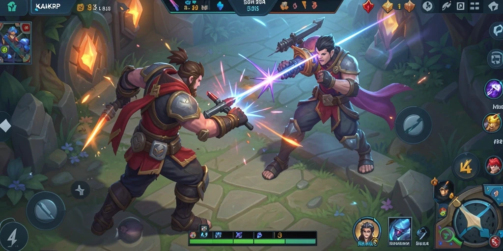 Tangkapan layar KAKRP menampilkan aksi gameplay seru dalam arena MOBA.