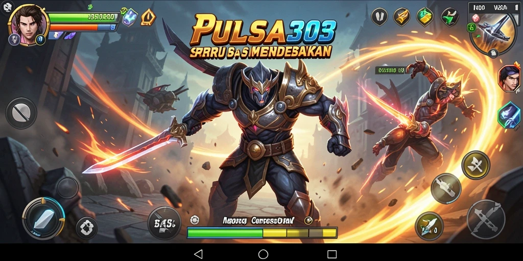 Tampilan pertarungan seru di PULSA303 dengan karakter unik.