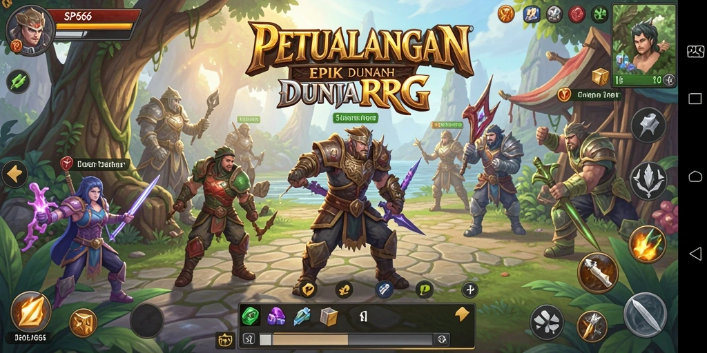Tangkapan layar gameplay SP666 yang menampilkan pertempuran epik dalam dunia RPG.