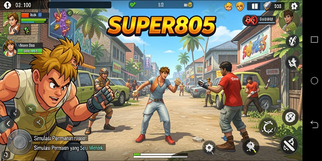 Tampilan gameplay menarik dengan berbagai karakter dan tantangan.