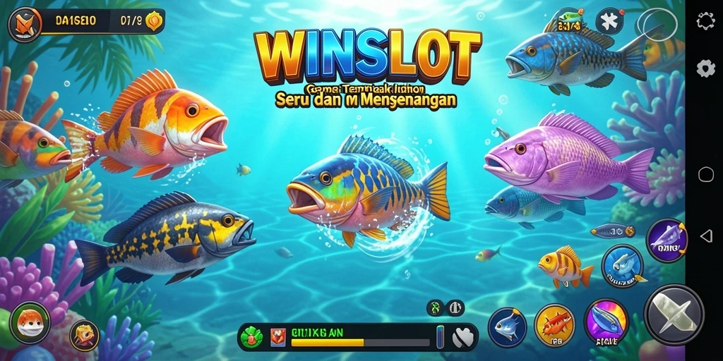 Screenshot gameplay WINSLOT yang menunjukkan aksi seru menangkap ikan.