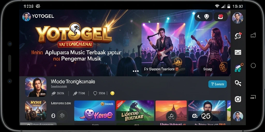 Tampilan utama YOTOGEL dengan berbagai pilihan lagu musik.